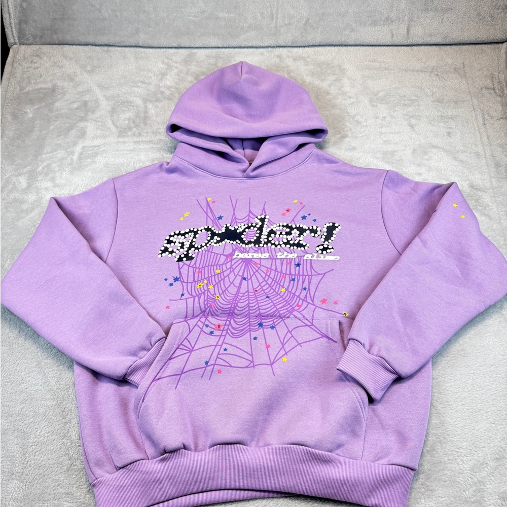 Purple Sp5der Graphic Hoodie Unisex Size M